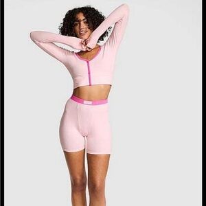 PINK Lounge Ribbed Cropped Cardigangan Top